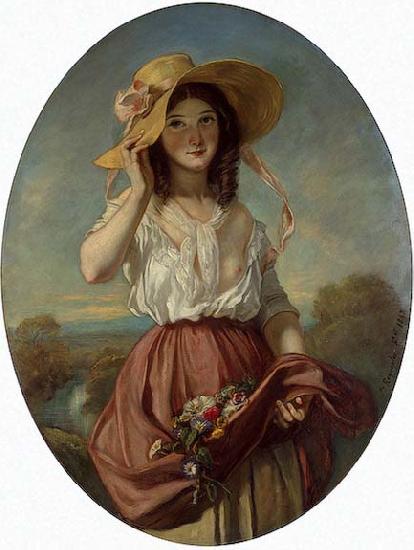 Camille Roqueplan Girl with flowers Sweden oil painting art